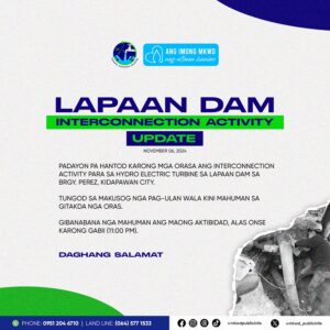 Read more about the article Lapaan Dam Interconnection Activity Update – November 6, 2024